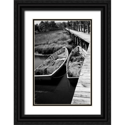 Nets and Boats I Black Ornate Wood Framed Art Print with Double Matting by Hausenflock, Alan