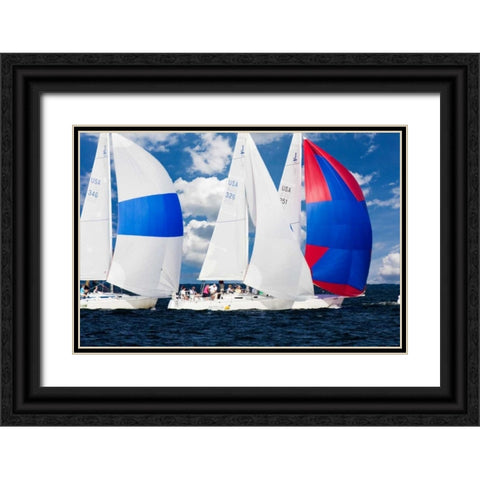 Race at Annapolis II Black Ornate Wood Framed Art Print with Double Matting by Hausenflock, Alan