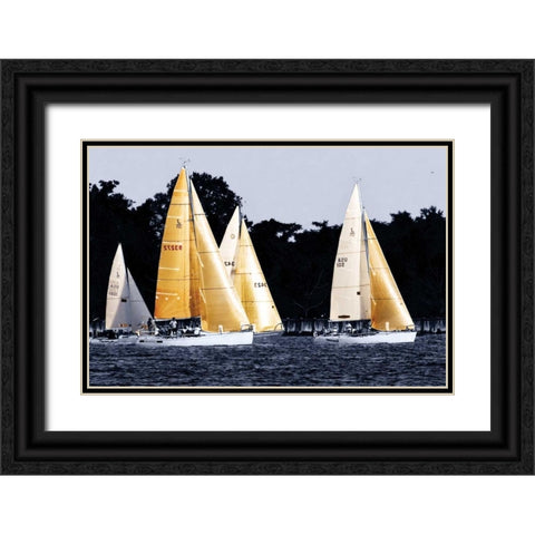 Race at Annapolis V Black Ornate Wood Framed Art Print with Double Matting by Hausenflock, Alan