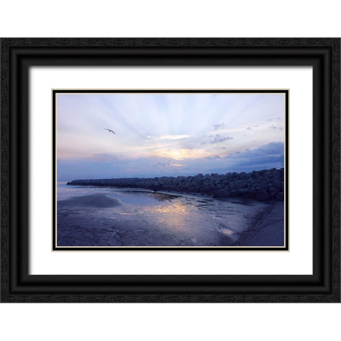 Cedar Island Sunrise Black Ornate Wood Framed Art Print with Double Matting by Hausenflock, Alan