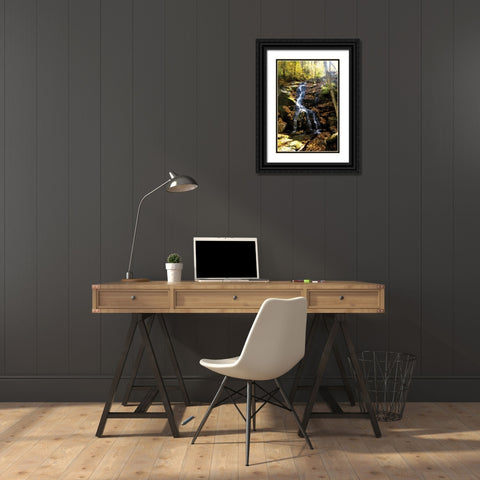 Autumn Waterfall II Black Ornate Wood Framed Art Print with Double Matting by Hausenflock, Alan
