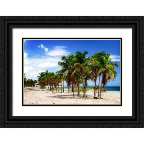 Palms on the Beach II Black Ornate Wood Framed Art Print with Double Matting by Hausenflock, Alan