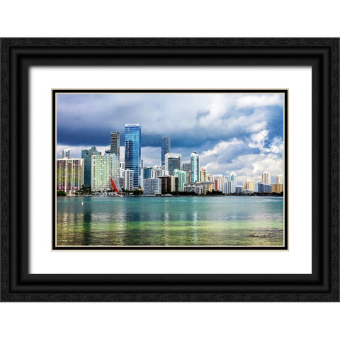 Downtown Miami Black Ornate Wood Framed Art Print with Double Matting by Hausenflock, Alan
