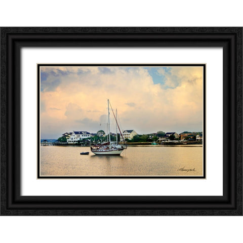 Mooring in Banks Channel Black Ornate Wood Framed Art Print with Double Matting by Hausenflock, Alan
