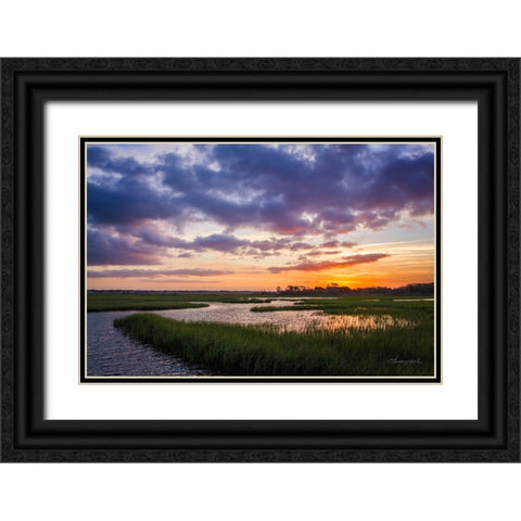 Sunset in the Marsh Black Ornate Wood Framed Art Print with Double Matting by Hausenflock, Alan