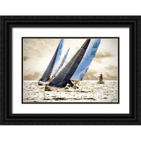 Racing Waters I Black Ornate Wood Framed Art Print with Double Matting by Hausenflock, Alan