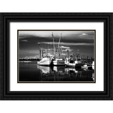 Fishing Boats I Black Ornate Wood Framed Art Print with Double Matting by Hausenflock, Alan