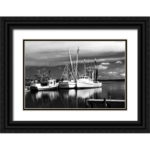 Fishing Boats II Black Ornate Wood Framed Art Print with Double Matting by Hausenflock, Alan