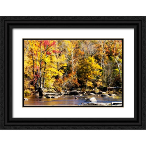 Autumn on the River VII Black Ornate Wood Framed Art Print with Double Matting by Hausenflock, Alan
