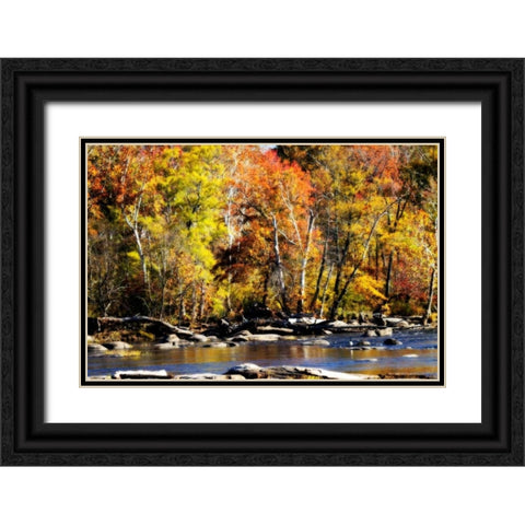 Autumn on the River VIII Black Ornate Wood Framed Art Print with Double Matting by Hausenflock, Alan