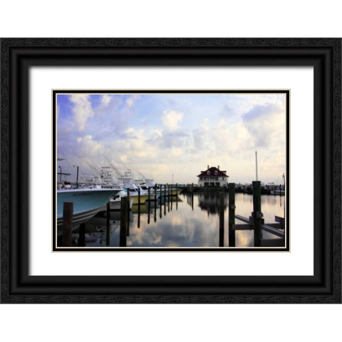 Atlantic Beach Marina I Black Ornate Wood Framed Art Print with Double Matting by Hausenflock, Alan