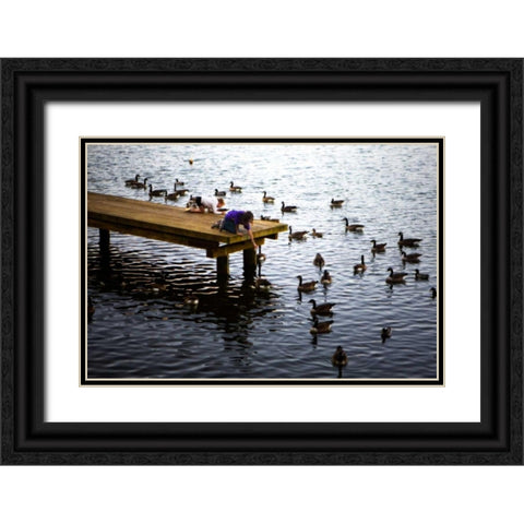 Feeding the Geese IV Black Ornate Wood Framed Art Print with Double Matting by Hausenflock, Alan