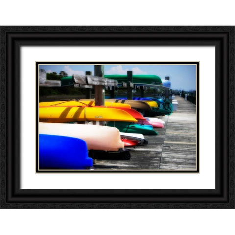 Kayaks I Black Ornate Wood Framed Art Print with Double Matting by Hausenflock, Alan