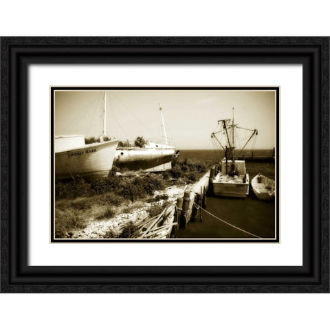 Boat Yard II Black Ornate Wood Framed Art Print with Double Matting by Hausenflock, Alan