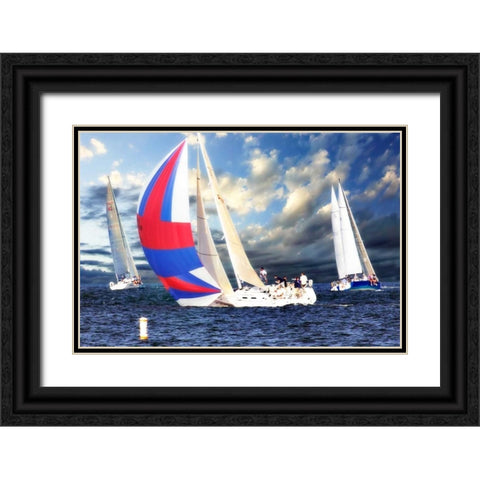Sailing at Sunset II Black Ornate Wood Framed Art Print with Double Matting by Hausenflock, Alan