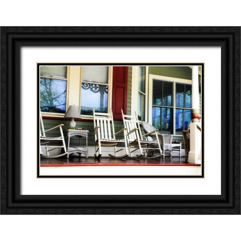 Rockers on the Porch II Black Ornate Wood Framed Art Print with Double Matting by Hausenflock, Alan