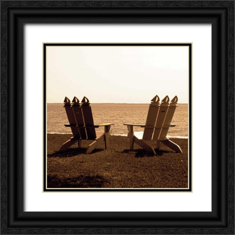 Adirondack Chairs Sq. I Black Ornate Wood Framed Art Print with Double Matting by Hausenflock, Alan