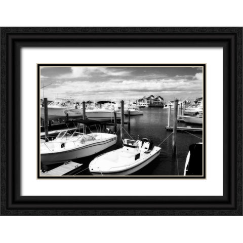 Wrightsville Marina II Black Ornate Wood Framed Art Print with Double Matting by Hausenflock, Alan