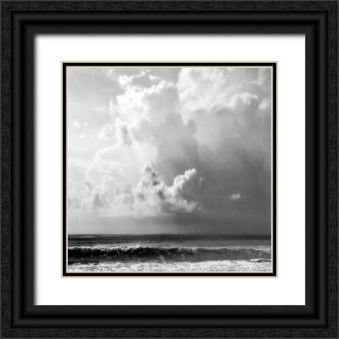 Ocean Storm II Sq. BW Black Ornate Wood Framed Art Print with Double Matting by Hausenflock, Alan