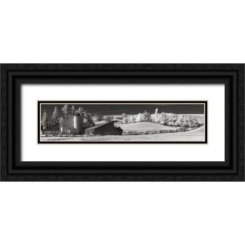 Wheel Barn and Fields Black Ornate Wood Framed Art Print with Double Matting by Johnson, George
