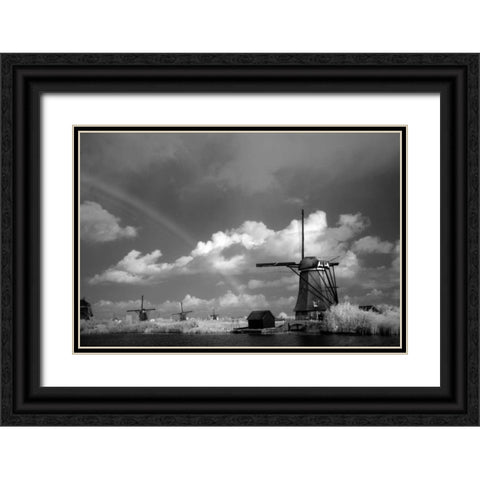 Windmill I Black Ornate Wood Framed Art Print with Double Matting by Johnson, George