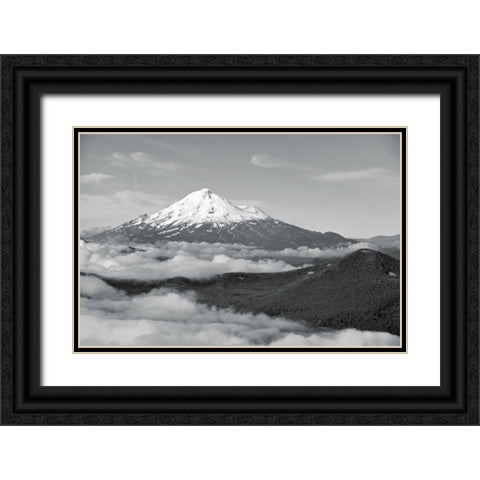 BW Mt. Shasta Black Ornate Wood Framed Art Print with Double Matting by Kidd, Brian