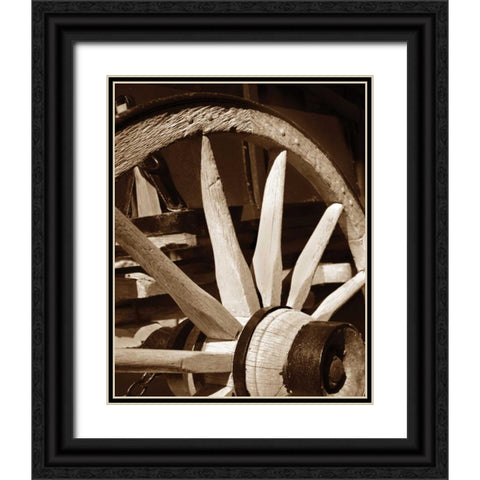 Wagon Wheel III Black Ornate Wood Framed Art Print with Double Matting by Larson, Scott