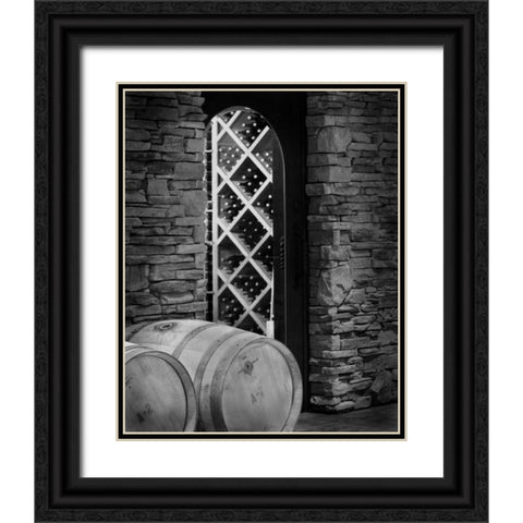Wine Cellar I Black Ornate Wood Framed Art Print with Double Matting by Larson, Scott