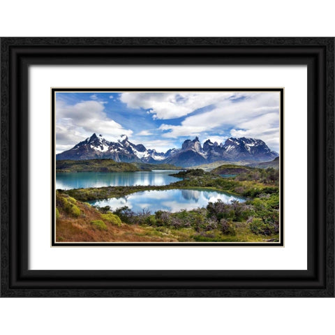 Cuernos del Paine Black Ornate Wood Framed Art Print with Double Matting by Malvin, Larry