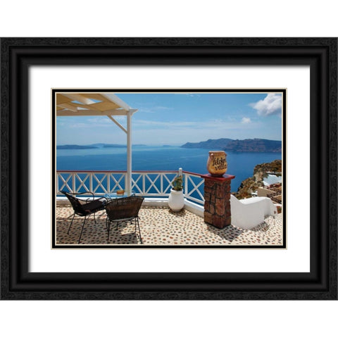 Filotera Villa Deck View Black Ornate Wood Framed Art Print with Double Matting by Malvin, Larry