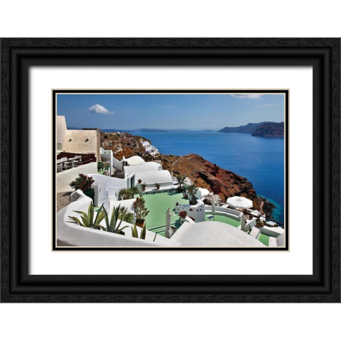 Green Terrace Caldera View Black Ornate Wood Framed Art Print with Double Matting by Malvin, Larry