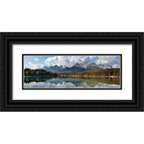 Herbert Lake Panorama Black Ornate Wood Framed Art Print with Double Matting by Malvin, Larry