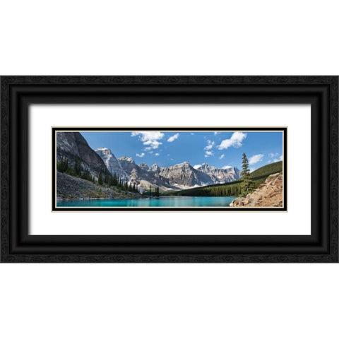 Moraine Lake Panorama Black Ornate Wood Framed Art Print with Double Matting by Malvin, Larry