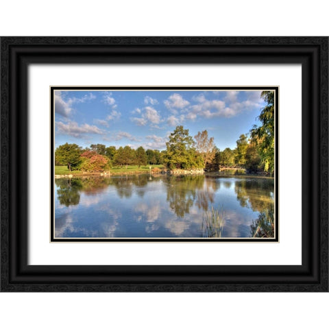 Flick Park Lake Black Ornate Wood Framed Art Print with Double Matting by Malvin, Larry