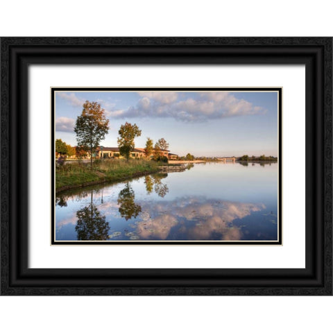 Lakeview Glen Black Ornate Wood Framed Art Print with Double Matting by Malvin, Larry