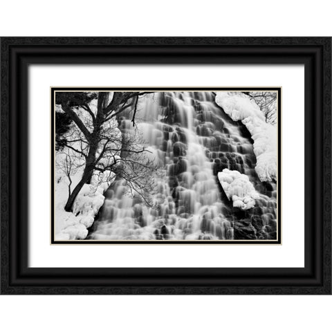 Oshinkoshin Falls II Black Ornate Wood Framed Art Print with Double Matting by Malvin, Larry
