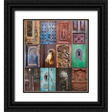 On the Door III Black Ornate Wood Framed Art Print with Double Matting by Mahan, Kathy