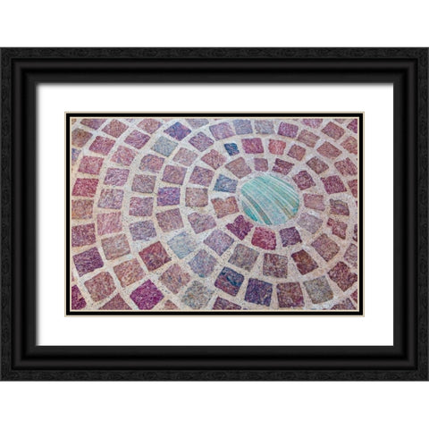 Circular Bricks Black Ornate Wood Framed Art Print with Double Matting by Mahan, Kathy