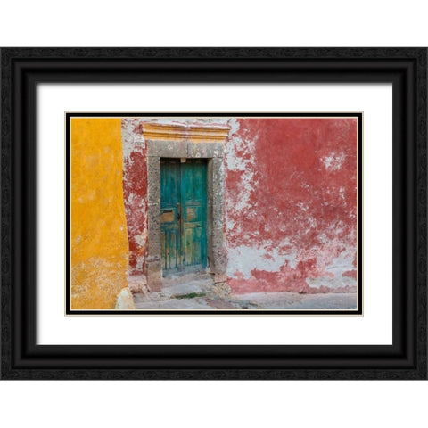 Colorful Door Black Ornate Wood Framed Art Print with Double Matting by Mahan, Kathy