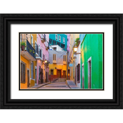 Colorful Street II Black Ornate Wood Framed Art Print with Double Matting by Mahan, Kathy