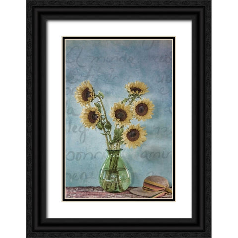 Sunflowers I Black Ornate Wood Framed Art Print with Double Matting by Mahan, Kathy