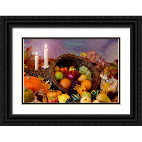 Cornucopia I Black Ornate Wood Framed Art Print with Double Matting by Mahan, Kathy