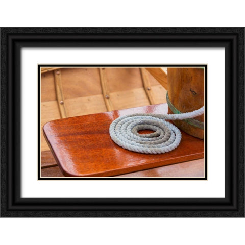 On the Boat II Black Ornate Wood Framed Art Print with Double Matting by Mahan, Kathy