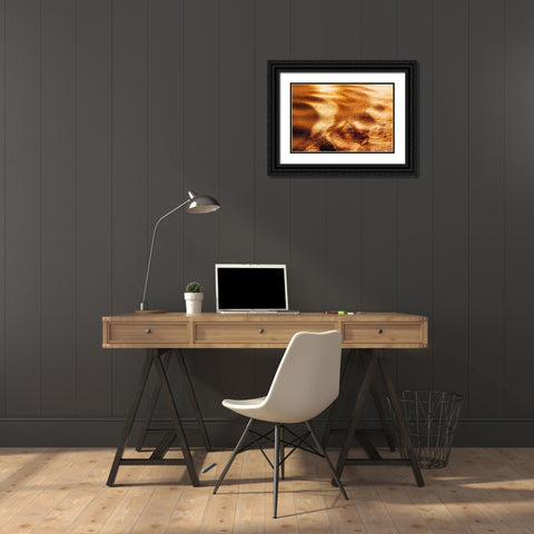 Golden Water I Black Ornate Wood Framed Art Print with Double Matting by Mahan, Kathy