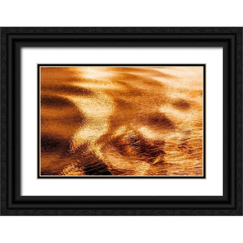 Golden Water I Black Ornate Wood Framed Art Print with Double Matting by Mahan, Kathy
