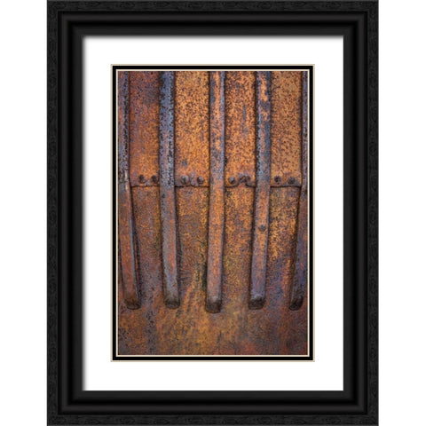 Rusty Metal V Black Ornate Wood Framed Art Print with Double Matting by Mahan, Kathy
