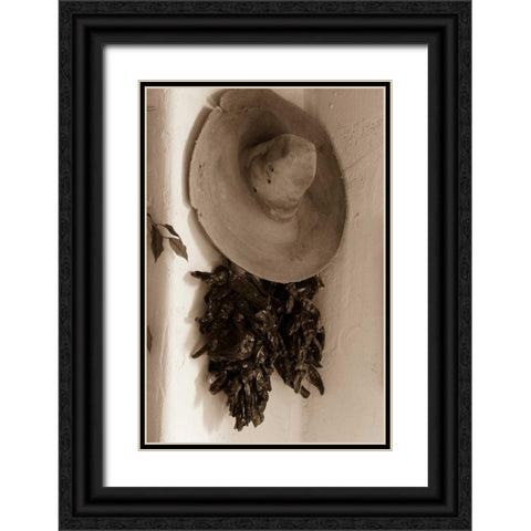 Old Hat and Ristras Black Ornate Wood Framed Art Print with Double Matting by Mahan, Kathy