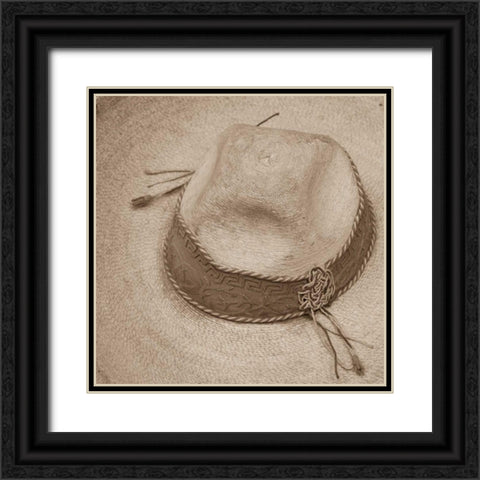 Cowboy Hat Black Ornate Wood Framed Art Print with Double Matting by Mahan, Kathy