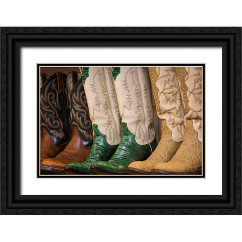 Cowboy Boots II Black Ornate Wood Framed Art Print with Double Matting by Mahan, Kathy
