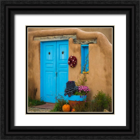 Blue Door I Black Ornate Wood Framed Art Print with Double Matting by Mahan, Kathy